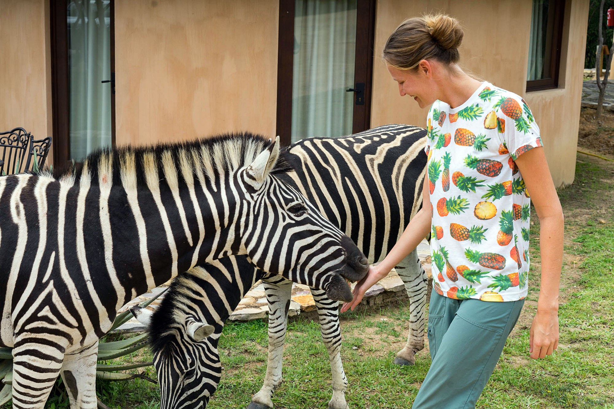 Svenja bei den Zebras